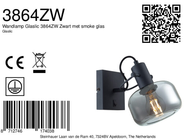 Industrielle Wandleuchte Glaslic Schwarz – Bild 2