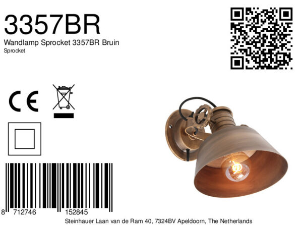 Industrielle Wandleuchte Sprocket Bronze – Bild 7