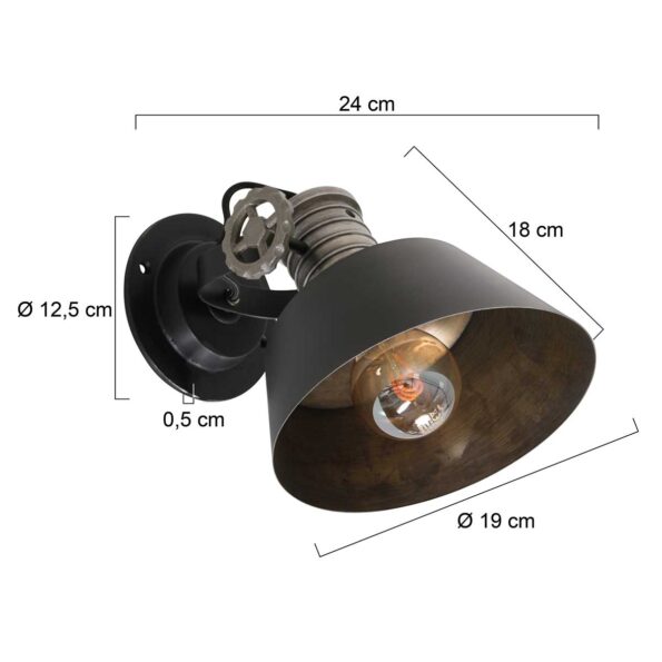 Industrielle Wandleuchte Sprocket Schwarz – Bild 6