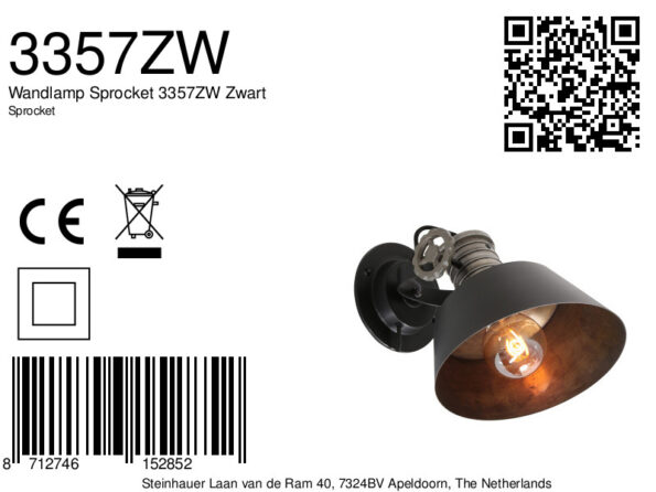 Industrielle Wandleuchte Sprocket Schwarz – Bild 7