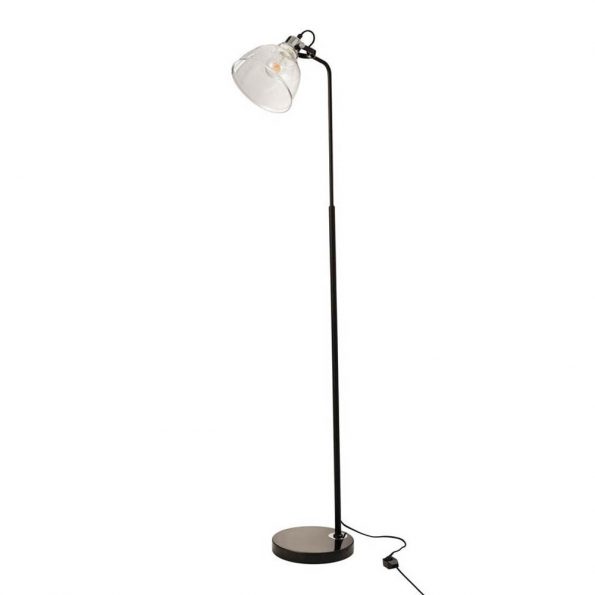 Industrielle Stehlampe Magali Rauchglas